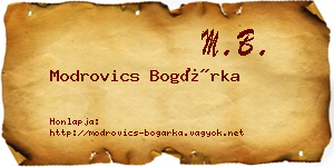 Modrovics Bogárka névjegykártya